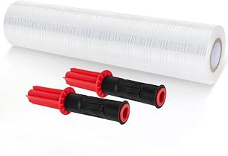 Stretch Wrap Roll with Handle 15 Inch - 1000 Ft - 80 Gauge - Heavy Duty Plastic Shrink wrap Roll with Rotating Handles for Pallet Wrap Film - Plastic Wrap for Moving Supplies
