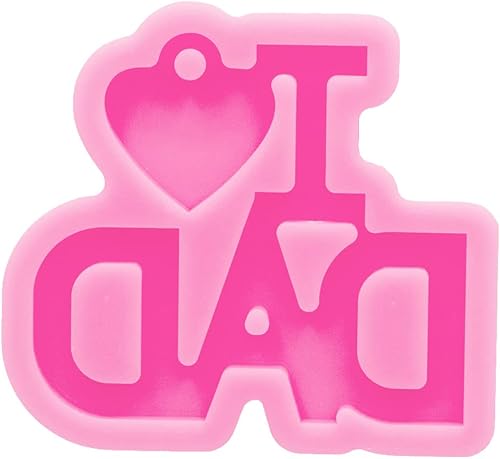Miniatura 5 de Moldes de silicona súper brillantes para llavero con texto en inglés "I Love Dad", molde de resina para bricolaje, dijes de joyería, manualidades,
