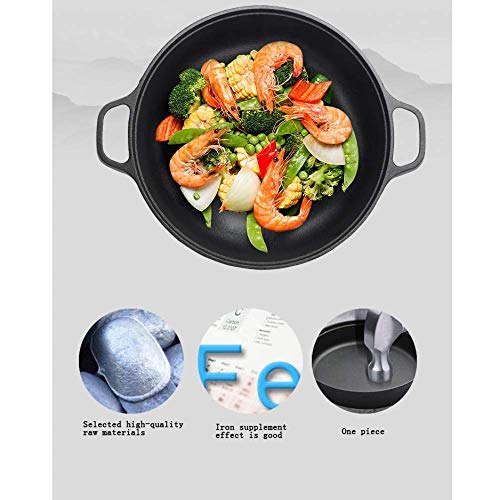 Wok de hierro fundido 31 cm sin revestimiento antiadherente miniatura 2