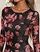 ZESICA Women's Long Sleeve Floral Bodycon Dresses 2025 Fall Fashion Mesh Ruffle Mermaid Wedding Guest Party Maxi Dress Black Small
