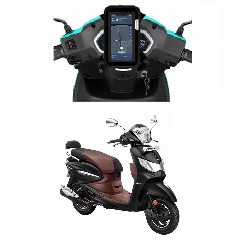 Mobile Holder for Scooter, Scooty & Motorcycle Compatible for Hero Pleasure Plus, Mirror Mount, 360° Rotation, Strong Anti-Slip Grip, Wide Adjustable Fit for All Smartphones (Black)-picture-27