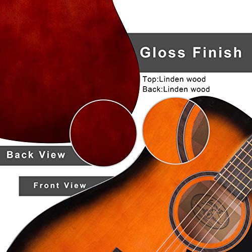 Image of JUAREZ Fiesta 41 Inch Acoustic Guitar Cutaway with Dual Action Truss Rod, JRZ41C /3TS 21 Frets Rosewood Fretboard & Bridge, Bag, Strap, 2 Picks, Allen Key, Extra String Set, 3TS Sunburst