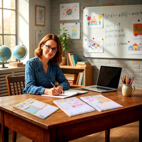 Image of Eaasty 6 Pack Teachers Notepads 4x6 Inch,Teacher Planner Notes | Weekly Undated Lesson Planner for Teacher,Teachers Gift, Tear-Off Sheets,Compact Desk Notepad with Notes and Contact Section