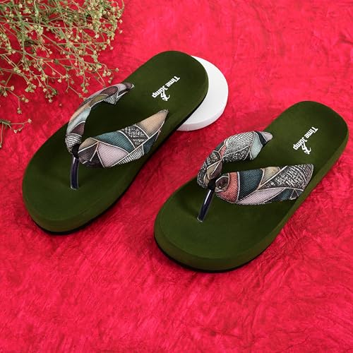 Image of Women's Geometric Print Flip Flops, Memory Foam Footbed, Comfort Slipper
