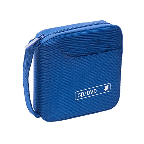 Ksmxos 32 Disc CD/DVD Portable Wallet CD Case Bag Storage Organizer Holder Protective DVD Storage Home Office and Travel Blue