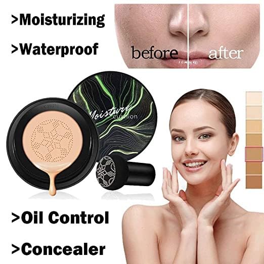 Air Cushion CC - Base de maquillaje con forma de hongo, corrector hidratante, cobertura completa, color piel de larga duración, impermeable, mate, BB Cream (natural) 2