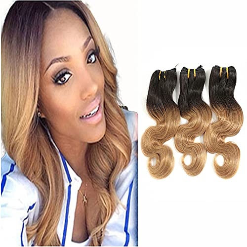 Homey Blonde Bundles Two Tone Human Hair Bundles Body Wave Human Hair Weave 1b27 Bundles Brazilian Remy Ombre Blonde Bundles For Women 16 18 20 Inch
