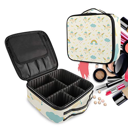 Trousse sac cosmétique cheval rose arc-en-ciel avec cloisons