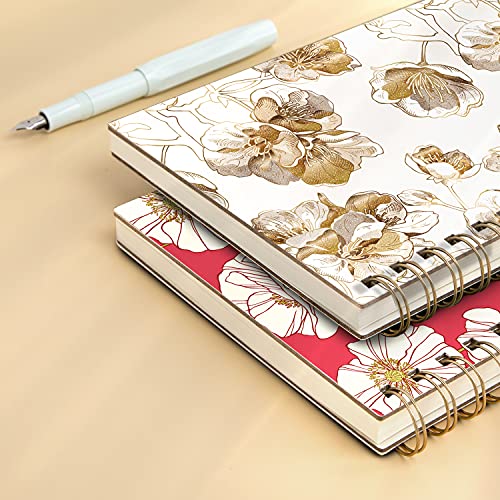 DAOLEN-Lined-Hardcover-Spiral-Journal-Notebook-Glitter-Floral-Pattern-A5-100gsm-Ruled-Premium-Thick-Paper-Gold-Flower