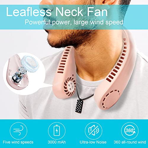Handheld Mini Fan And Portable Neck Fan, Portable Usb Rechargeable Small Pocket Fan, Wearable Personal Fan,Battery Operated Fan Rechargeable For Desk,Travel,Outdoor (Pink) #TOP5