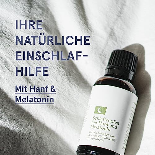 Schlaftropfen mit Melatonin und Hanfsamenextrakt | 100% natürliche Tropfen in Apothekenqualität | Verkürzung der Einschlafzeit | Jetlag Linderung | 30ml – Bild 4