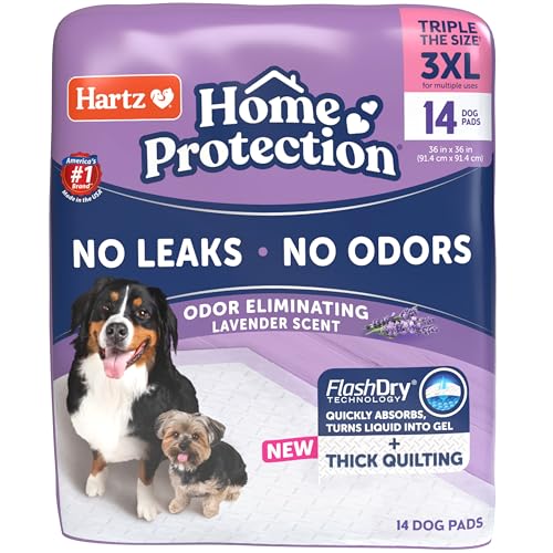 Image of Hartz Home Protection Super Absorbent Odor Eliminating Lavender Scented No Leak Dog Pads, 3XL 14 Count