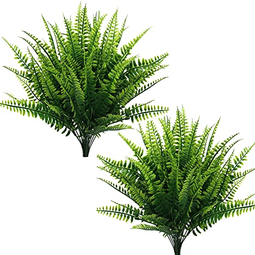 MASUMARK SM Artificial Plants Plastic Shrubs, Fake Greenery Grass Bushes Foliage Home Garden Office Kitchen Room House Outdoor Indoor UV Resistant Wedding DIY Decor Planter Filler Decoration - 8 Pack