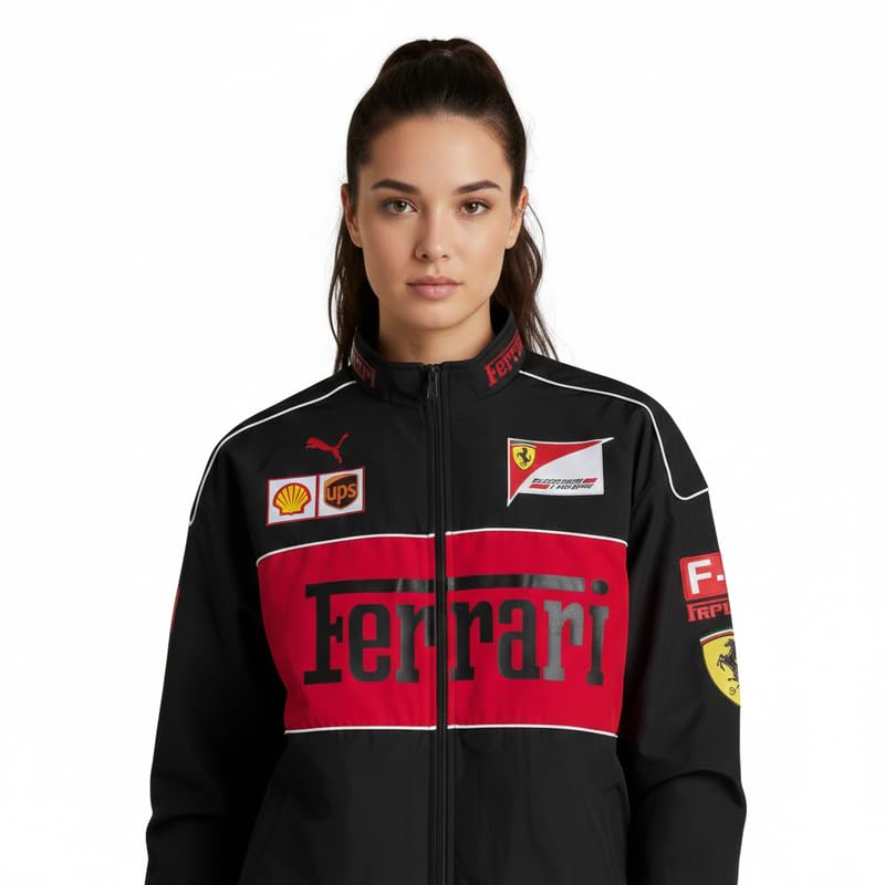 DROBE F1 Jacket/Motorsport Streetwear Full-Zip Bomber with Patches Outwear For Women