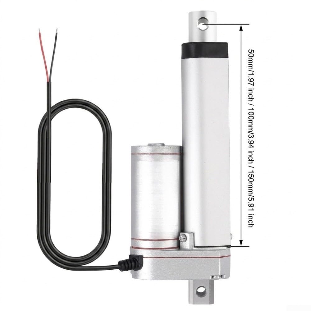 Actuador lineal resistente 1500N 12V Motor eléctrico para sillas elevadoras – Barra de empuje impermeable IP65 50 mm (1500 N 150 mm)