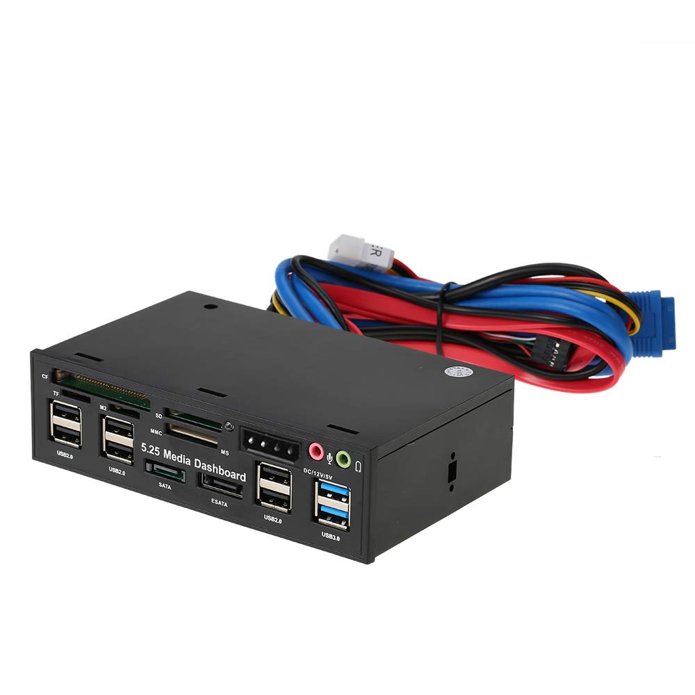 Scheda di memoria multifunzione USB 3.0 Hub eSATA SATA Lettore di schede interne PC Media Dashboard Media Pannello frontale per SD MS CF TF M2 Schede di memoria MMC Adatto a 5,25 "