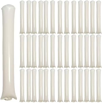 40pcs Round headTeam Spirit Boom Sticks Thunder Sticks Cheering Sticks Team Spirit Plastic Cheerleading Spirit Stick Clapper Inflatable Noise Maker Sports Supply White