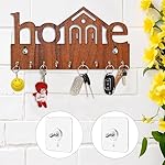 Wooden Key Hanger for Wall – Stylish MDF Key Holder Stand with 7 Hooks – Modern Home Décor Accessory for Entryway, Living Room & Office – Durable Wall Mounted Organizer (Light Brown)