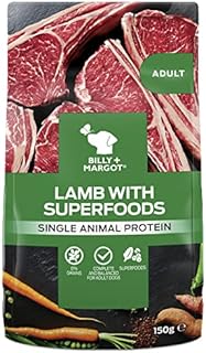 Billy + Margot Wet Dog Food Pouches. Multipack 12 x 150g, 100% Natural Dog Food Wet - Premium Lamb+ Superfoods. Grain Free Dog Food for Adult Dogs