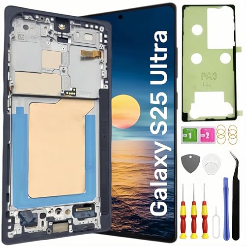 AMOLED Galaxy S25 Ultra Screen Replacement for Samsung Galaxy S25 Ultra 5G LCD Screen Touch Digitizer Display with Frame Tool kit Ultrasonic Fingerprint S938U Black US Version (Titanium Black)