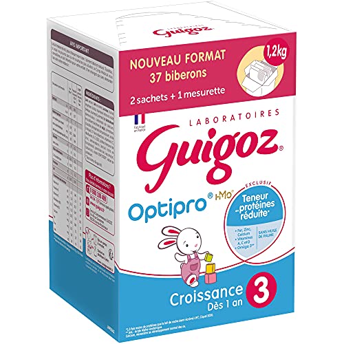 GUIGOZ GROWTH 3 OPTIPRO - FROM 12 MONTHS - 12 个月至 3 岁的成长奶粉 - 盒装袋装（2 袋 600 克）