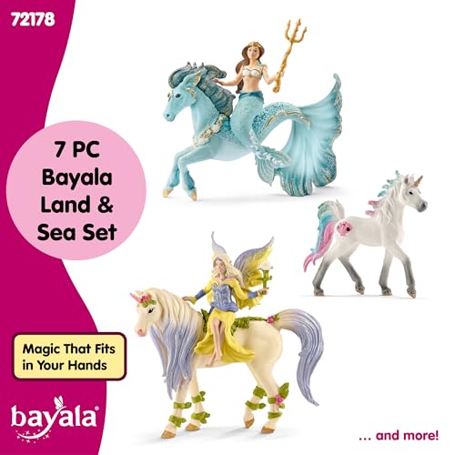 Image of Schleich Bayala - 7 PC Mermaid, Unicorn and Fairy Toy Starter Set for Girls and Boys - Cute Fairies and Unicorn Figures with Accessories - Fantasy Figurine Animal Playset for Kids Ages 5+ - 72178