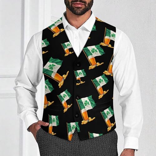 Happy St Patricks Day Beer Coins Novelty Men's Suit Vest Funny Formal Dress Vests Business Waistcoat2