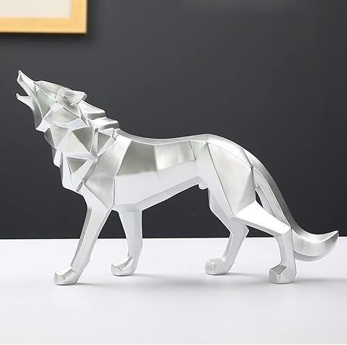 JMONLPICY Estatua de lobo geométrica de moda para manualidades decoración en casa oficina escultura de lobo abstracta moderna regalo creativo