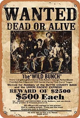 TarSign Wanted Dead Or Alive The Wild Bunch Vintage Tin Sign Logo 12 8 ...