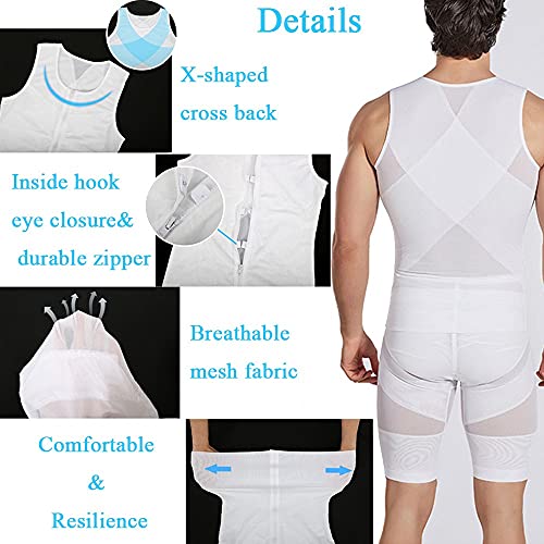 Lardrok Men Body Slimming Vest Seamless Compression Shirts Slim Men Body Shaper With Zipper Tight Tank Top Control Tummy Hide Gynecomastia #TOP3