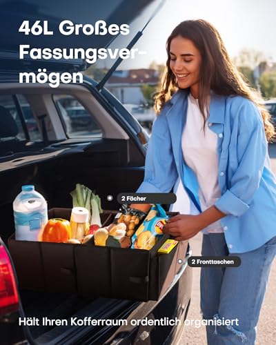 HOTOR Kofferraum-Organizer – faltbare Auto-Faltbox mit 2 Fächern – Bild 2