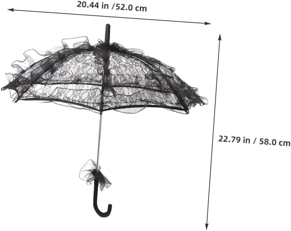 2pcs Black and White Lace Parasol Umbrella for Wedding Bridal Vintage Sun Shade, Decorative Embroidery Stick Umbrella for Women, and Tea Party Accessories