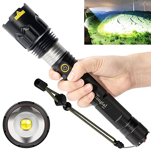 Rechargeable LED Flashlight,100000 High Lumen Brightest Powerful Flashlights,Upgrade P70.2 Tactical Flashlight with 5 Modes,Zoomable,IPX5 Waterproof Flashlight for Emergency Camping