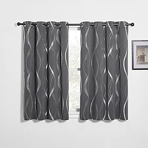 PONY DANCE Grey Blackout Curtains, Thermal Insulated Cover