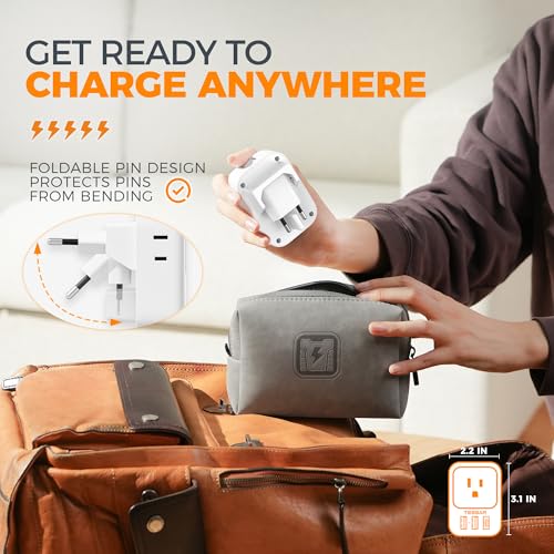 Image of TESSAN European Travel Plug Adapter 2 Packs, Type C Europe Adaptor Foldable Plug 4 Outlets 3 USB(1 USB C PD 20W), US to Spain France Italy Germany Denmark Iceland European Travel Must Haves