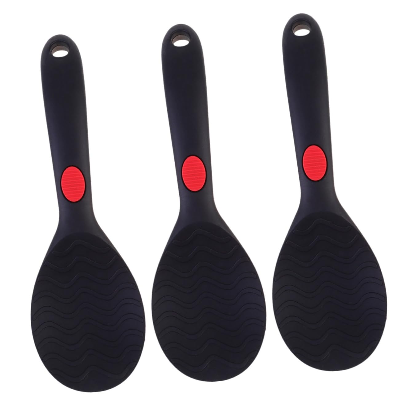 Alipis 3piezas Cuchara De Arroz De De Alimenticio Utensilio De Cocina Antiadherente y Práctico Con Botón Antideslizante Para o Negro