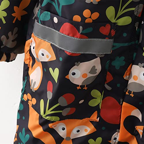 Kids Rain Suit 2 Piece Cute Cartoon Animal Rainbow Print Waterproof Overalls Hooded Raincoat with Rain Pants3