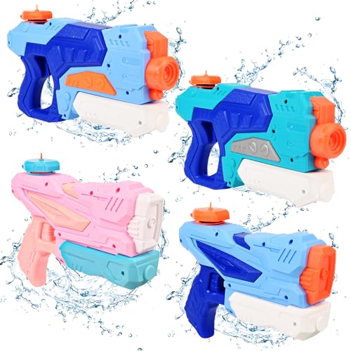Pistola De Agua Para Niños, Euakee 4 Piezas Pistolas De Agua Con Capacidad De 500ml Y Alcance De 8 Metros, Ideal Para Batallas De Agua En Verano, Piscina Y Playa