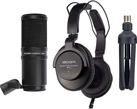 Zoom H4essential 4-Track 32-Bit Float Portable Audio Recorder Bundle with Zoom ZDM-1 Podcast Mic Pack, 16GB microSDHC Memory Card, and Kellards Cleaning Pack
