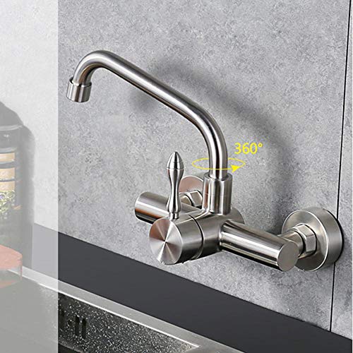 Fregadero de lavandería y cocina con grifo de pared giratorio de acero 4