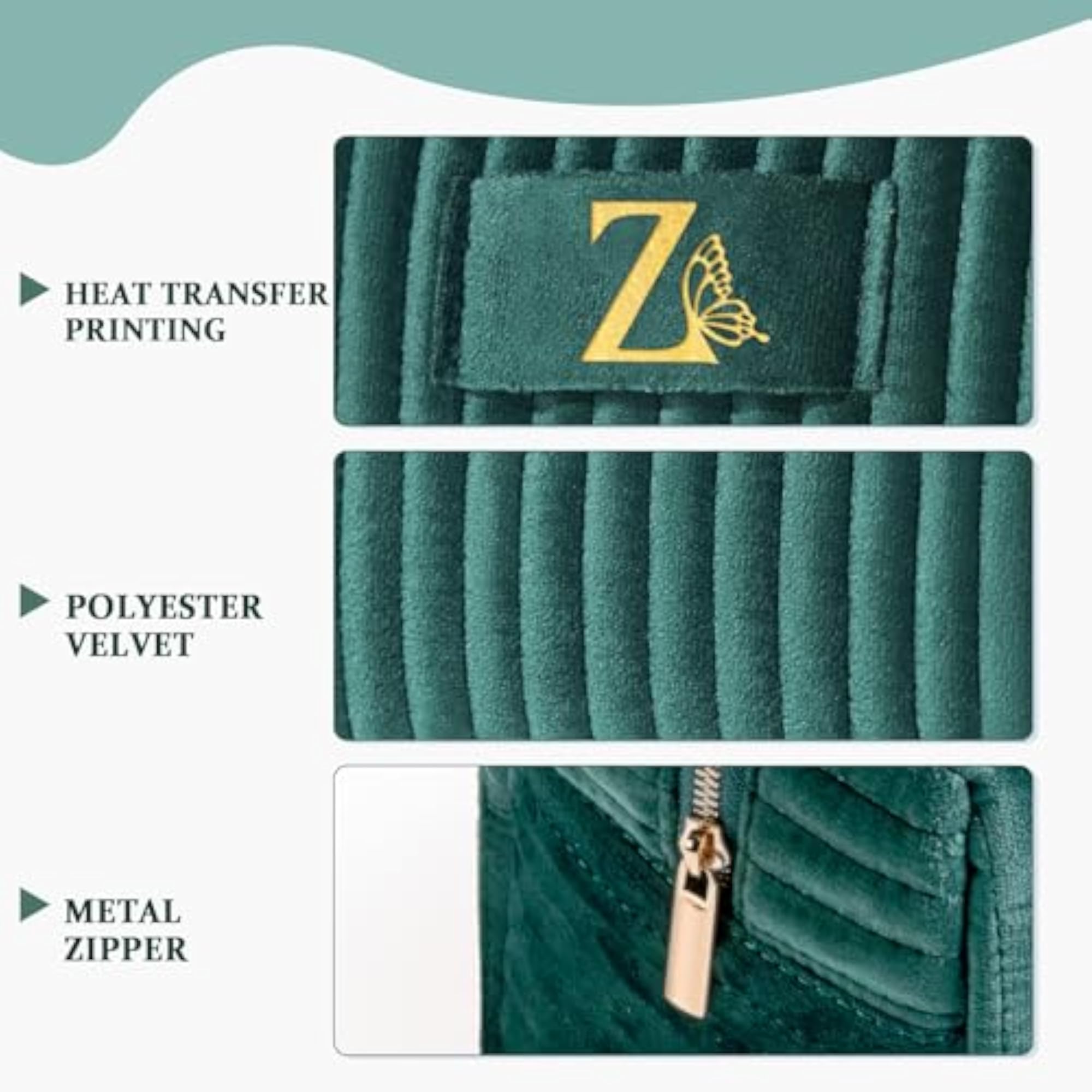 Initial Makeup Cosmetic Bag for Women with Butterfly Decor, Z