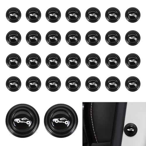 Hovom 30PCS Car Door Shock Absorber, Anti-Collision Car Door Shock Absorbing Cushion Gasket, Automotive Silicone Doors Protection Sticker, Universal Vehicle Doors Impact Absorber (Car Logo)