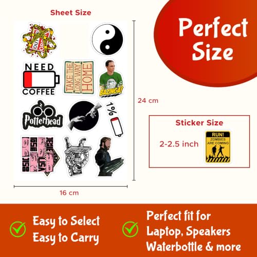 Image of CodersParadise 110-Pack Random Laptop Stickers - Premium Waterproof Vinyl Self-Adhesive Decals for Laptop, Journal, Bike Helmet, Diary, Guitar, Mobile Case & Accessories - Residue-Free Sticker Set