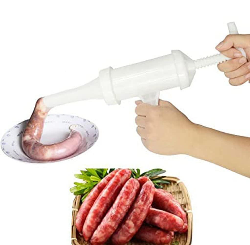 A Set of Manual Sausage Stuffer Plastic Meat Filler Stuffer Funnel Tubes Food Grade Sausage Maker with 2 Funnel Sausage Filling Tool for Kitchen Christmas