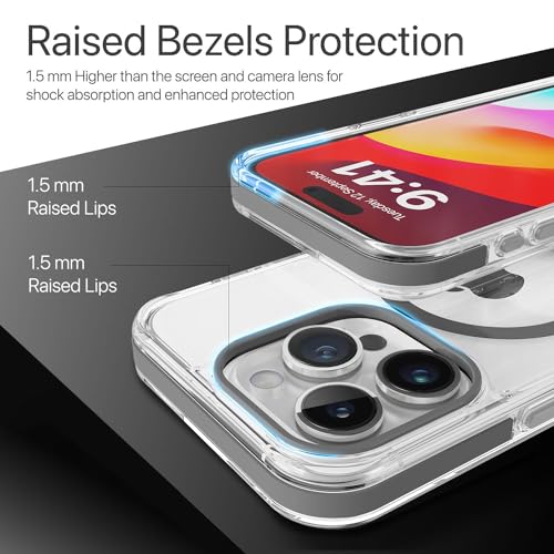 Image of Vaku Luxos Back Cover Case for iPhone 15 Pro Shockproof Scratch Resistant Slim Thin Military-Grade Protection Support Mag-Safe Wireless Magnetic Charging - White