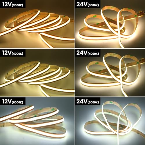 Tira LED flexible 12V COB natural blanco 29.52FT miniatura 5