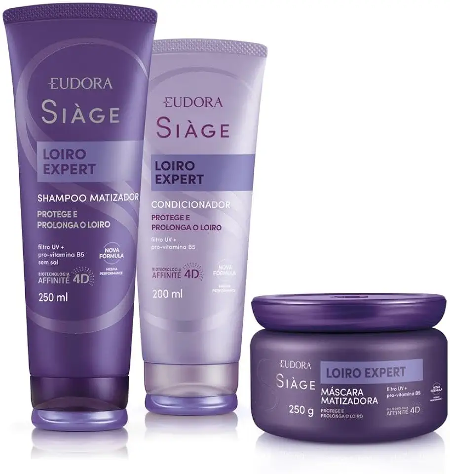Eudora Kit Siàge Loiro Expert: Shampoo 250ml + Máscara 250g + Condicionador 200ml