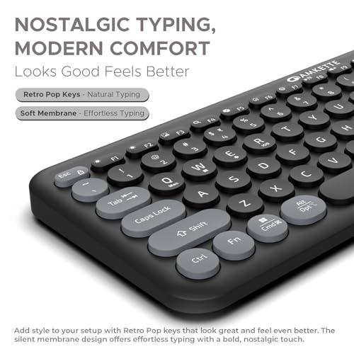 Image of Amkette Optimus XL Plus Rechargeable Wireless Keyboard /Bluetooth Keyboard for PC, Compact Design. Powerful firmware. 2.4G+3xBT, One Click Device Switching & AI Access, Dual OS Layout (Black)