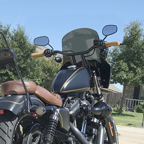 Mofun 10" Handlebar T Bar 1.25" Fat Steel Pipe Fits For Harley 1996-2023 Dyna Fat Bob Low Rider Street Bob Super Glide, Sportster 883 1200, Softail Fat Boy Heritage Classic, Gloss Black #TOP1