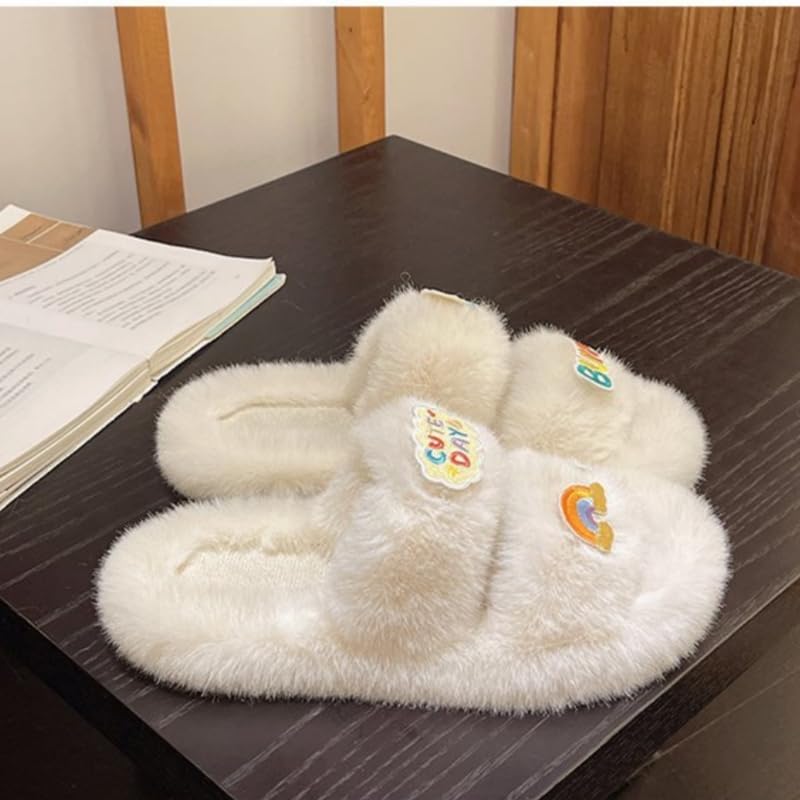 Women's Winter Thick-Soled Slippers - Cozy Artificial Plush Indoor/Outdoor House Shoes with Warm Lining3